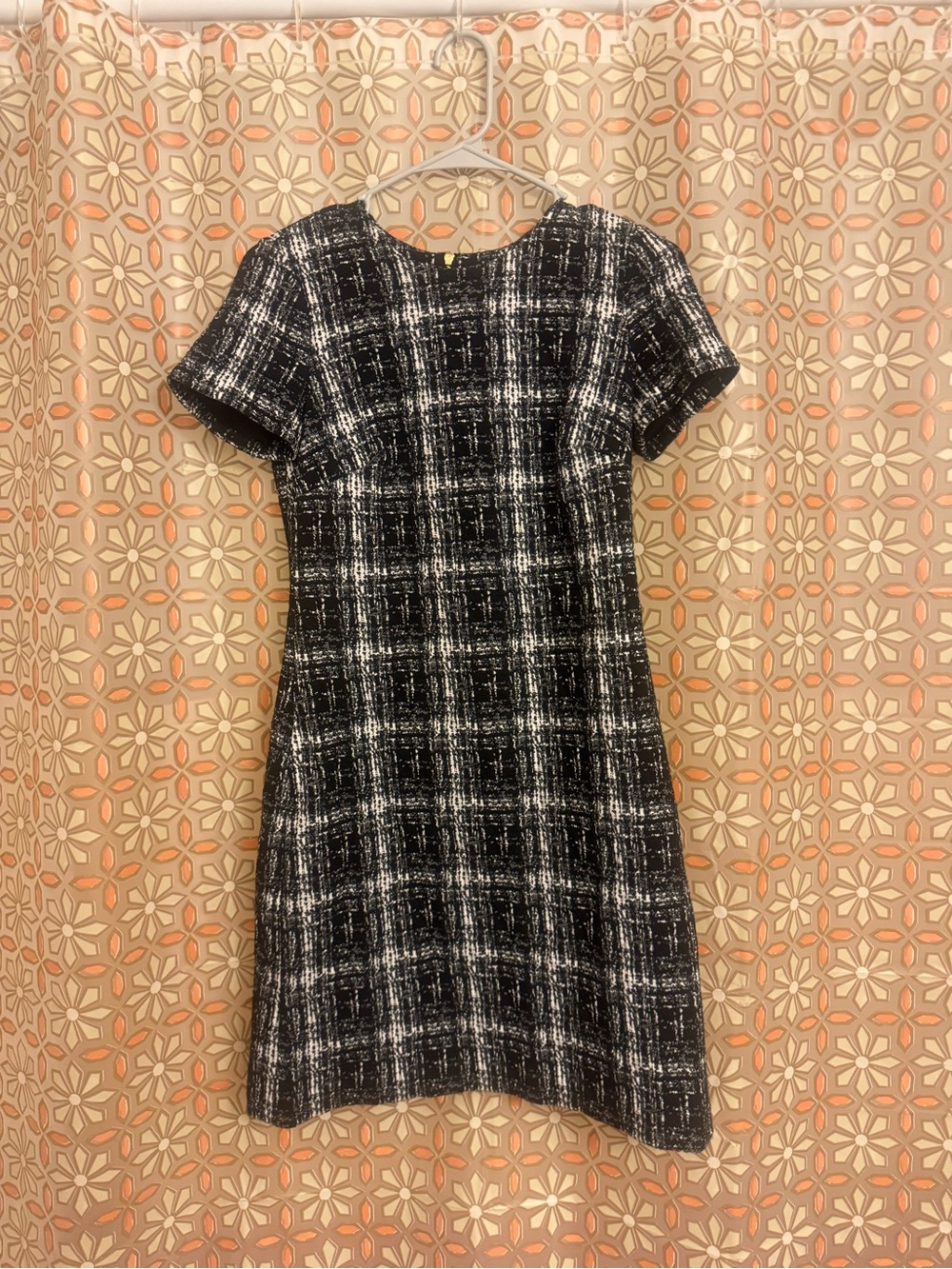 Calvin Klein Black & White Plaid Short Sleeve Dress
